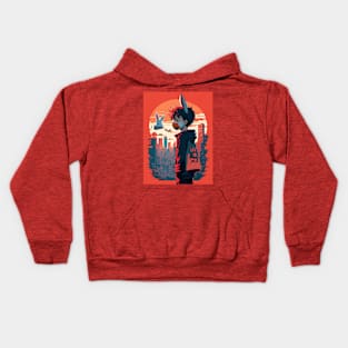 Cute rabbit boy Kids Hoodie